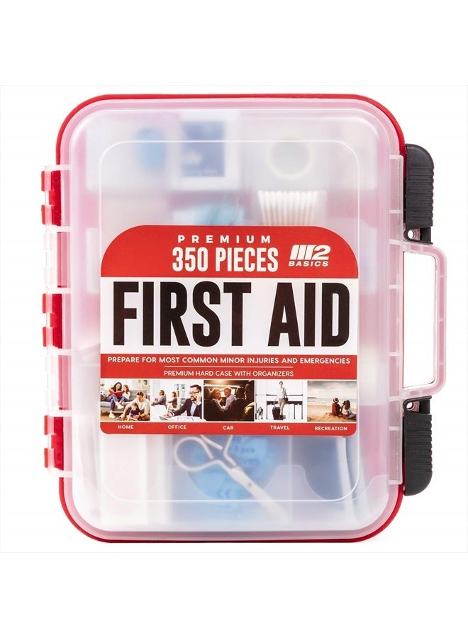 Professional 350 Piece Emergency First Aid Kit | Business & Home Medical Supplies | Hard Case, Dual Layer, Wall Mountable | Office, Car, School, Camping, Hunting, Sports