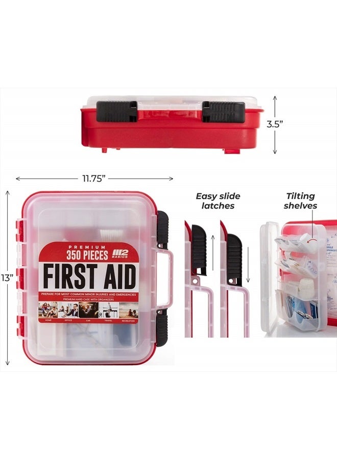 Professional 350 Piece Emergency First Aid Kit | Business & Home Medical Supplies | Hard Case, Dual Layer, Wall Mountable | Office, Car, School, Camping, Hunting, Sports
