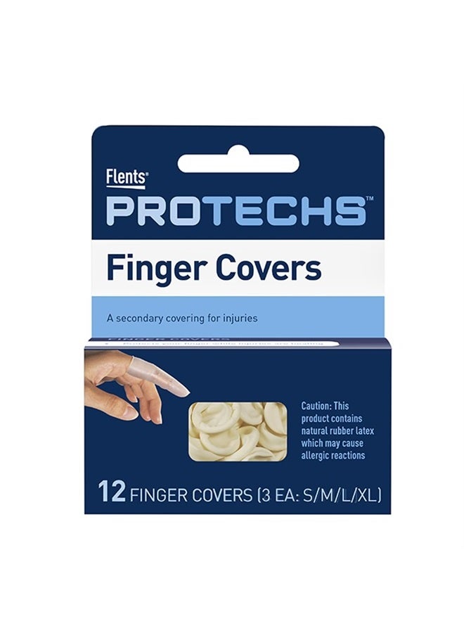 First Aid Finger Covers, 12 Count, Small, Medium, Large, X-Large, Protects Finger While Healing From Injury (3 Pairs Each of S/M/L/XL) (69626)