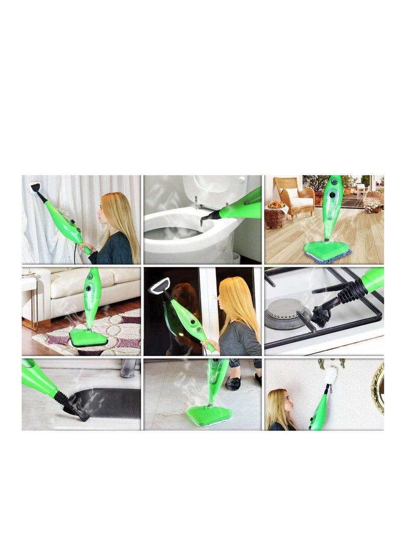 Green Color X5 Basic Mop 5 IN 1 All Purpose Hand Held Steam Cleaner for Home Use with 11 Piece Accessory Kit