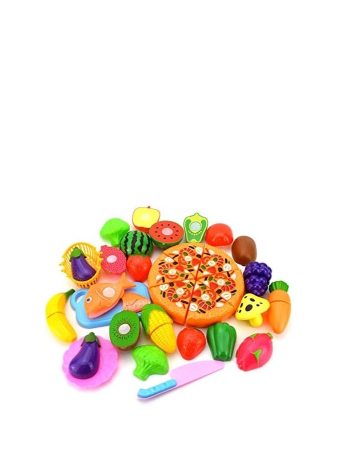 Role Food Kitchen Pretend Set Gift Fruit Play Kids Toy Vegetable Cutting Education (as show)