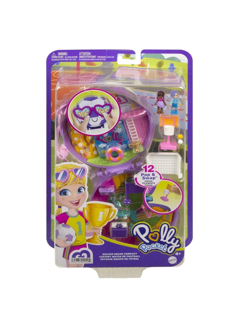 Polly pocket soccer squad compact sports theme with micro Bella and Friend Dolls 5 Reveals and 12 Accessories