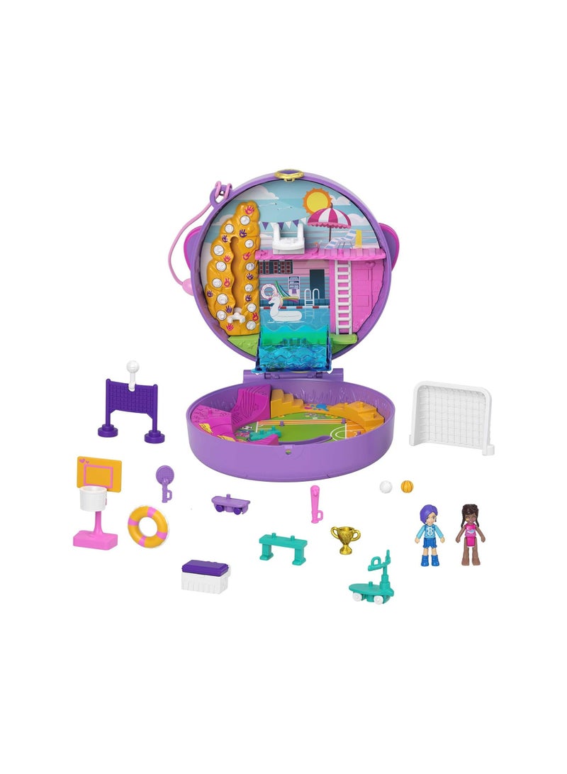 Polly pocket soccer squad compact sports theme with micro Bella and Friend Dolls 5 Reveals and 12 Accessories