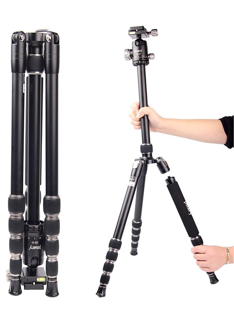 Jmary Techlife KT225+NB36-5 Feet Height Aluminium Alloy Professional Tripod and Monopod for All DSLR Cameras - Black