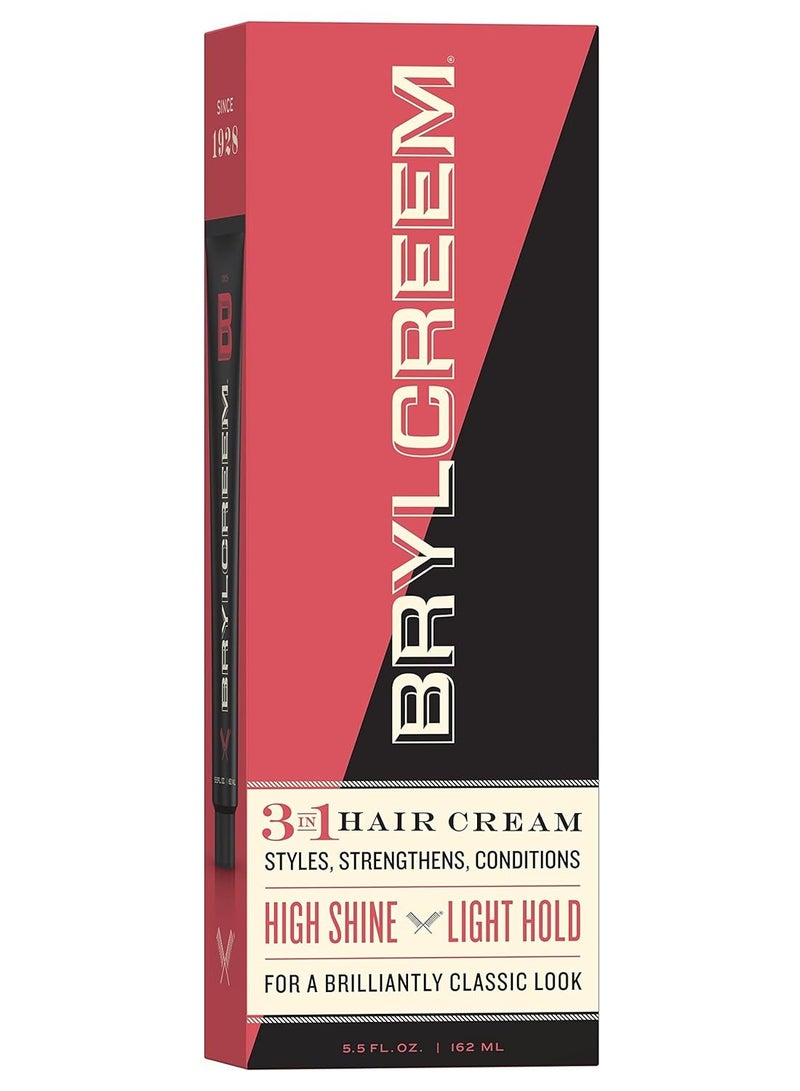 Brylcreem 3-in-1 Original High Shine Men's Hair Cream for Styling, Strengthening, and Conditioning, Alcohol-Free, 5.5 Ounce
