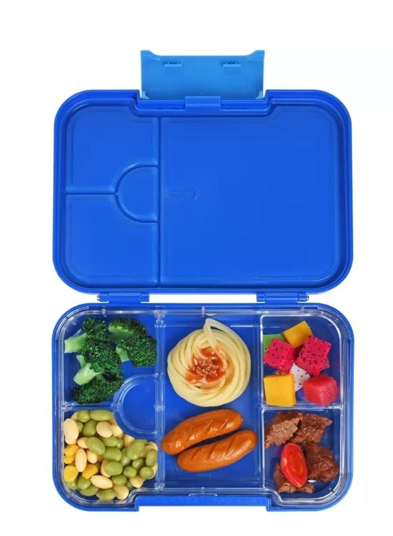 Bento Box 4/6 Compartments,BPA Free Kids Bento Box Toddler Lunch Box ,Ideal for Portioning Leakproof Toddler Bento Box Suitable for Children 3-7 Years,Blue