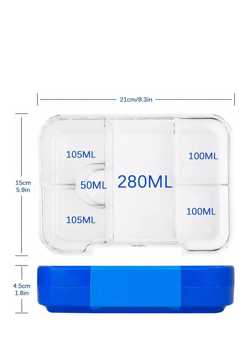 Bento Box 4/6 Compartments,BPA Free Kids Bento Box Toddler Lunch Box ,Ideal for Portioning Leakproof Toddler Bento Box Suitable for Children 3-7 Years,Blue