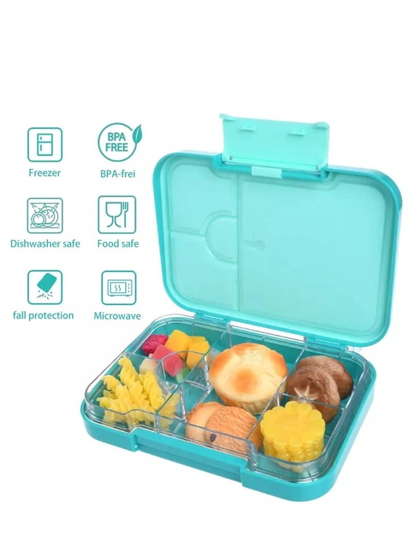 Bento Box 4/6 Compartments,BPA Free Kids Bento Box Toddler Lunch Box ,Ideal for Portioning Leakproof Toddler Bento Box Suitable for Children 3-7 Years,Blue