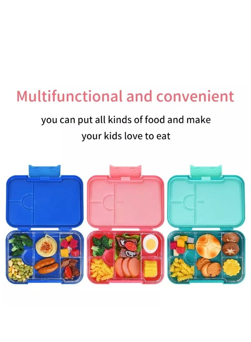 Bento Box 4/6 Compartments,BPA Free Kids Bento Box Toddler Lunch Box ,Ideal for Portioning Leakproof Toddler Bento Box Suitable for Children 3-7 Years,Blue