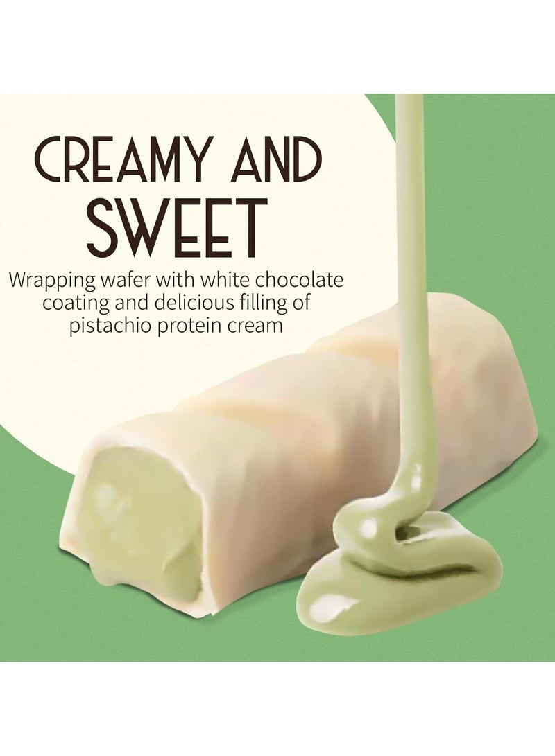 Wana Waffand Cream Protein Bar White Chocolate with Pistachio Cream Flavor 43g Pack of 12