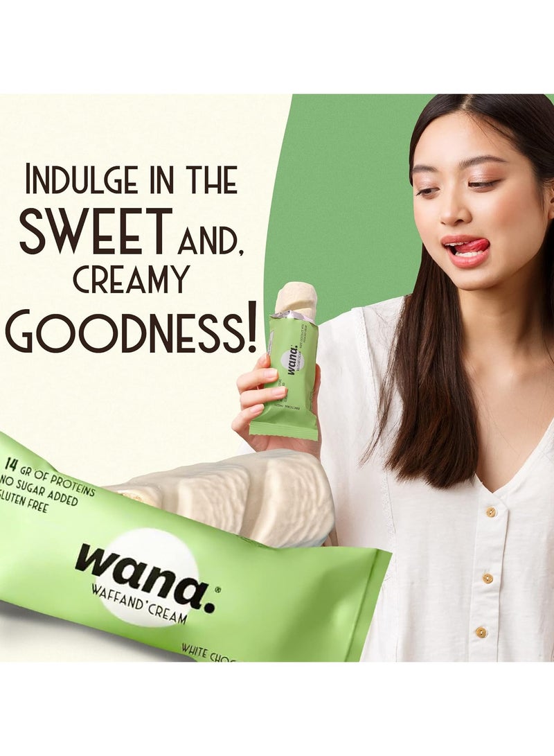 Wana Waffand Cream Protein Bar White Chocolate with Pistachio Cream Flavor 43g Pack of 12