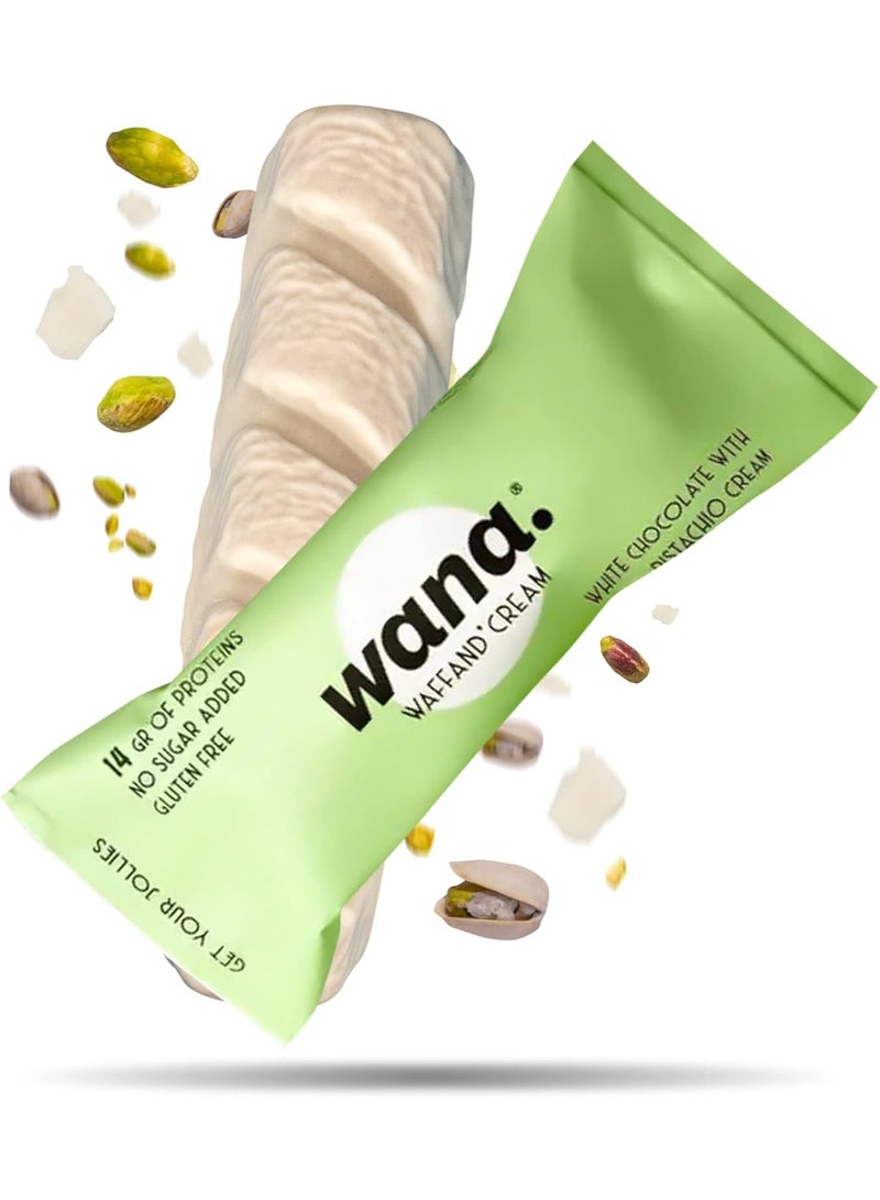 Wana Waffand Cream Protein Bar White Chocolate with Pistachio Cream Flavor 43g Pack of 12