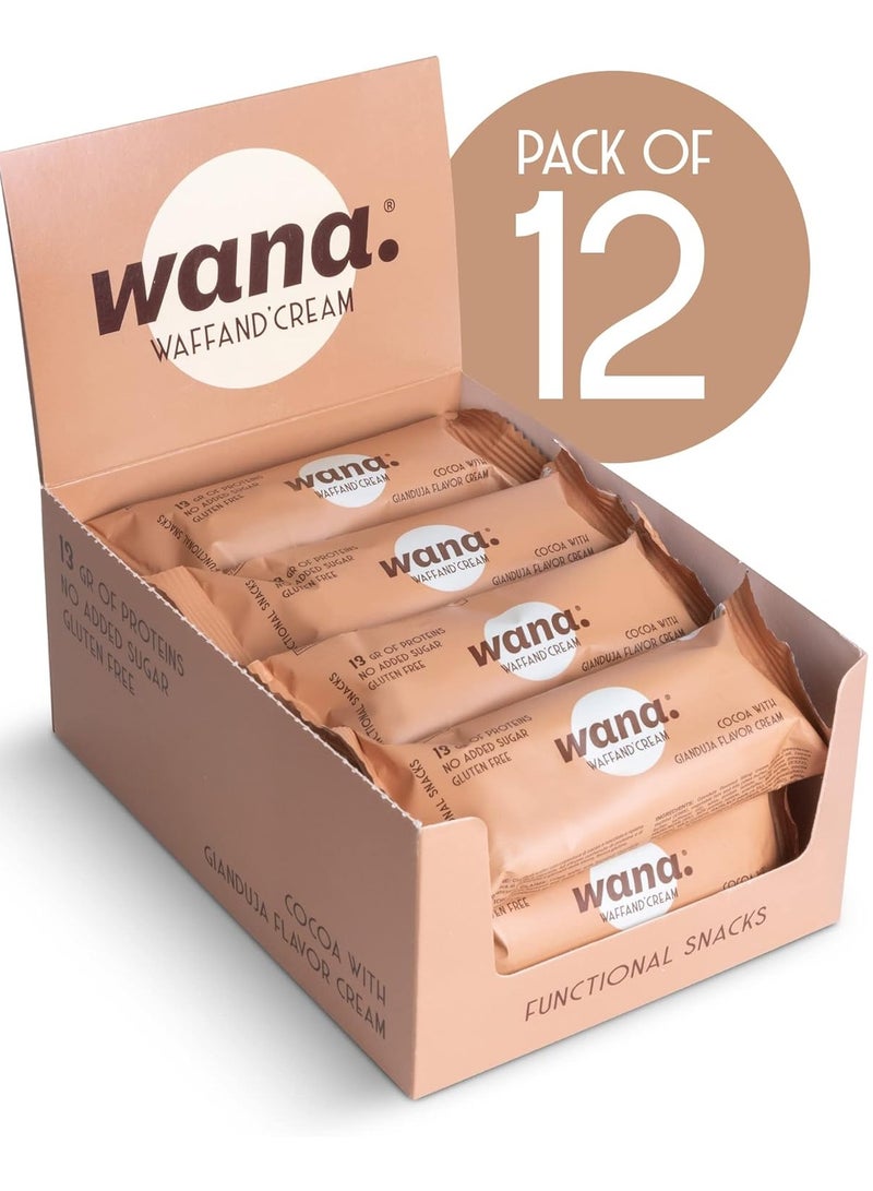 Wana Waffand Cream Protein Bar Cocoa With Gianduja Flavor Cream 43g Pack of 12