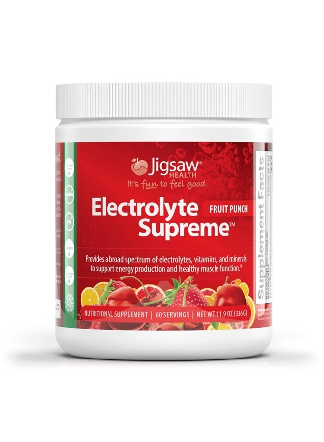 Electrolyte Supreme - Broad Spectrum of Electrolytes + Trace Minerals - 60 Servings (60 Servings Jar, Fruit Punch)