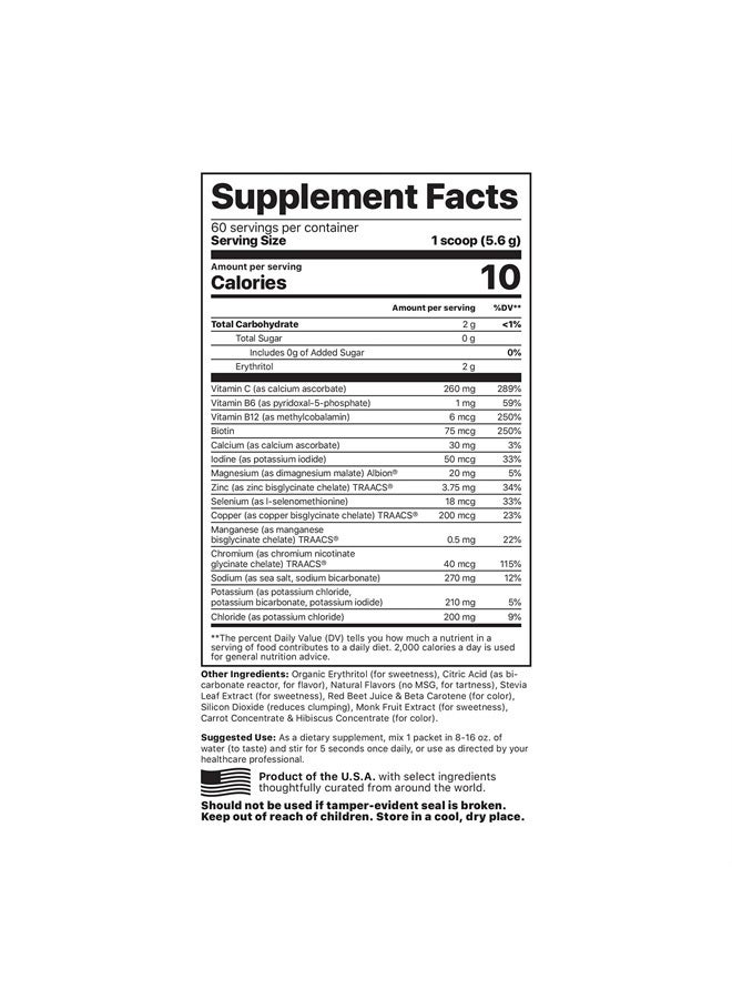 Electrolyte Supreme - Broad Spectrum of Electrolytes + Trace Minerals - 60 Servings (60 Servings Jar, Fruit Punch)