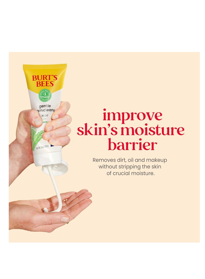 Burt's Bees Gentle Cream Cleanser with Aloe for Sensitive Skin, 98.9% Natural Origin, 6 Ounces