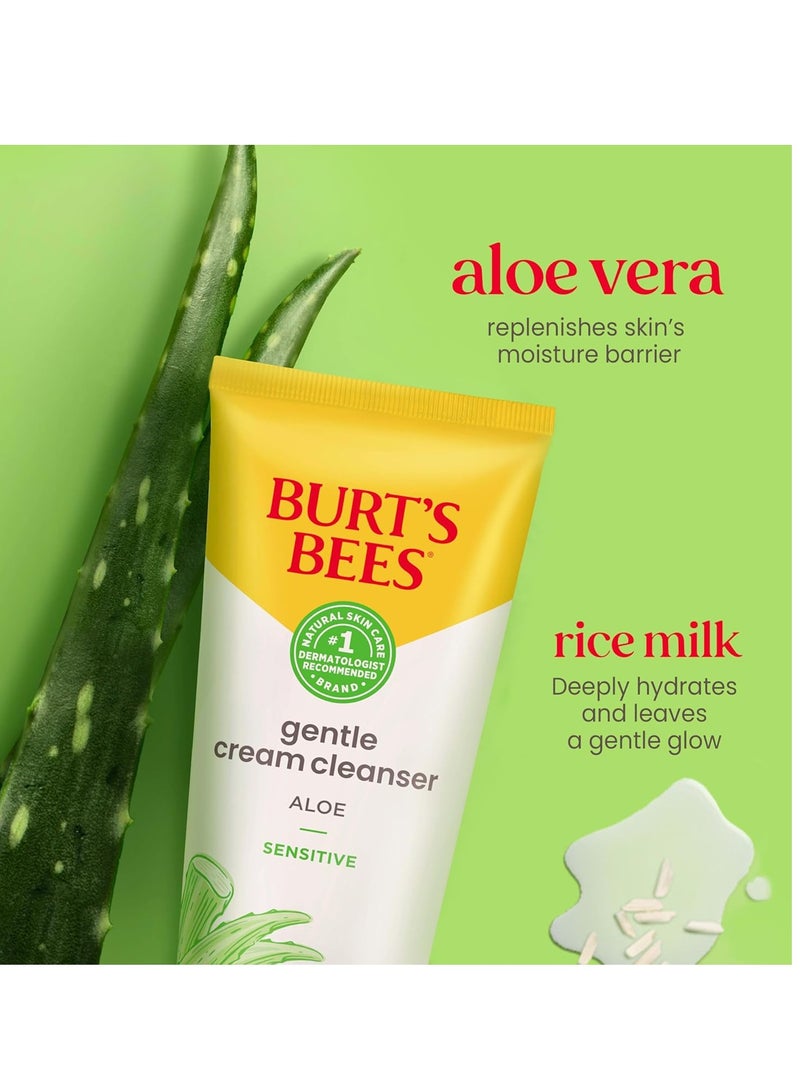 Burt's Bees Gentle Cream Cleanser with Aloe for Sensitive Skin, 98.9% Natural Origin, 6 Ounces