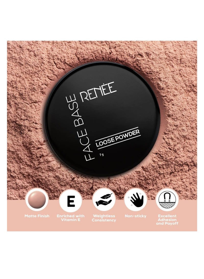 RENEE Face Base Loose Powder  Nude Beige 7gm Non Sticky  Weightless Matte Finish Excellent Payoff  Enriched with Vitamin E