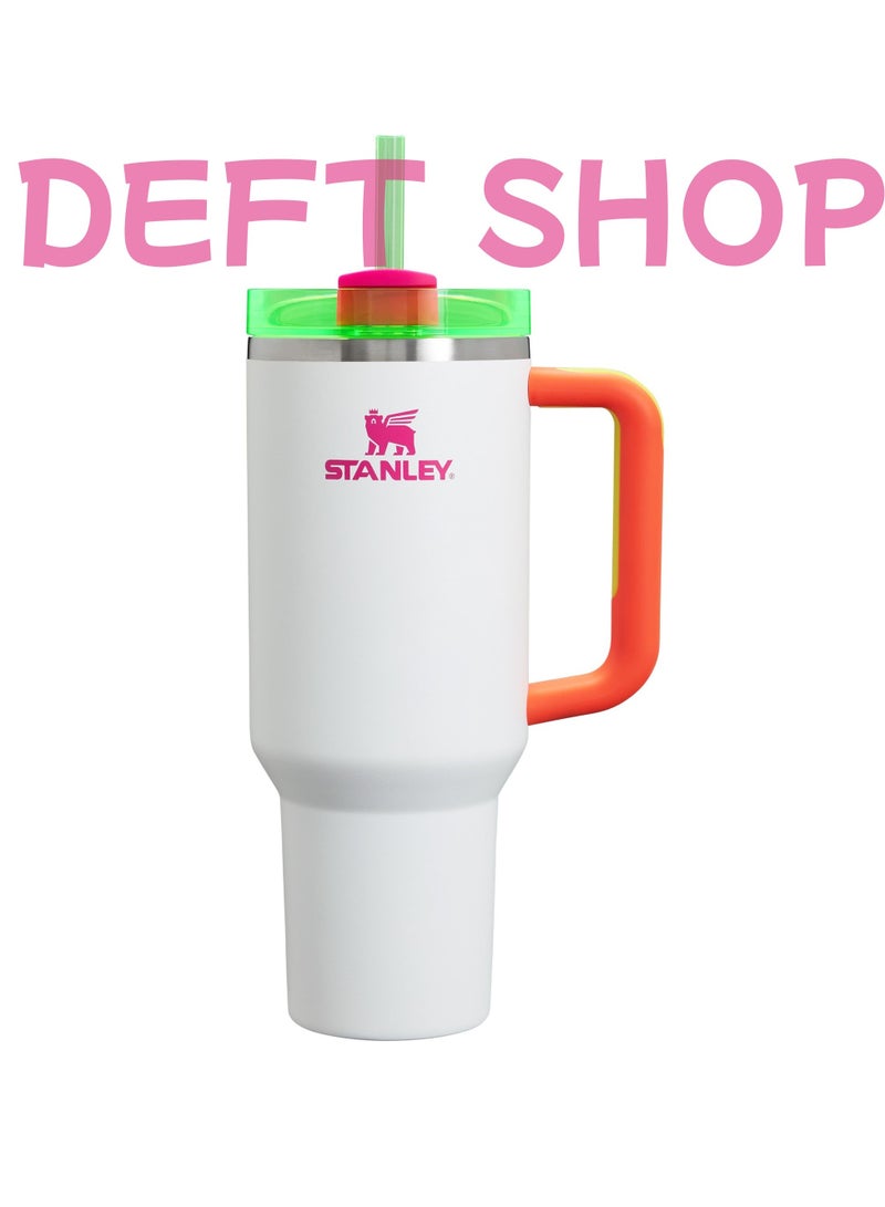 Stanley 40 oz. Quencher H2.0 FlowState Tumbler – Spring Fling Collection - Neon White