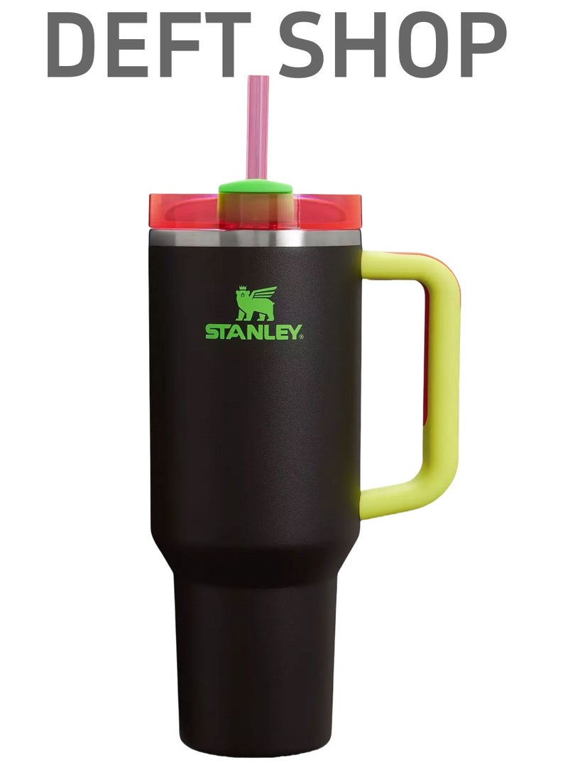 Stanley 40 oz. Quencher H2.0 FlowState Tumbler – Spring Fling Collection - Neon Black