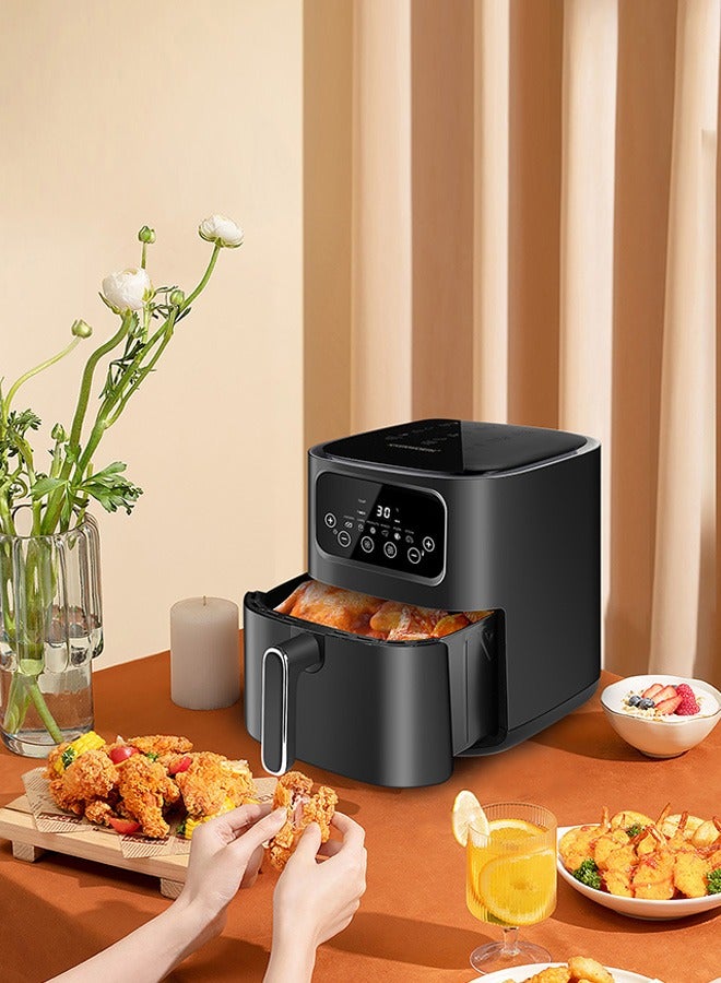 AirFryer 10L Large Size , 6 Presets, One-touch Panel, 360° Turbo Airflow Tech, Nonstick Air Fryers Basket,dishwasher-safe, Elegant Black Design