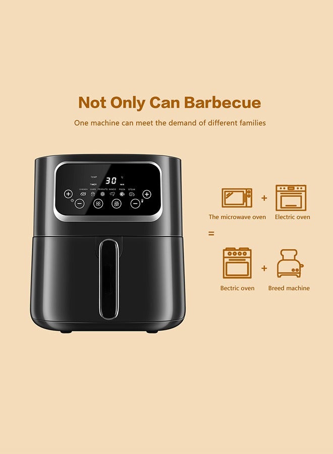 AirFryer 10L Large Size , 6 Presets, One-touch Panel, 360° Turbo Airflow Tech, Nonstick Air Fryers Basket,dishwasher-safe, Elegant Black Design