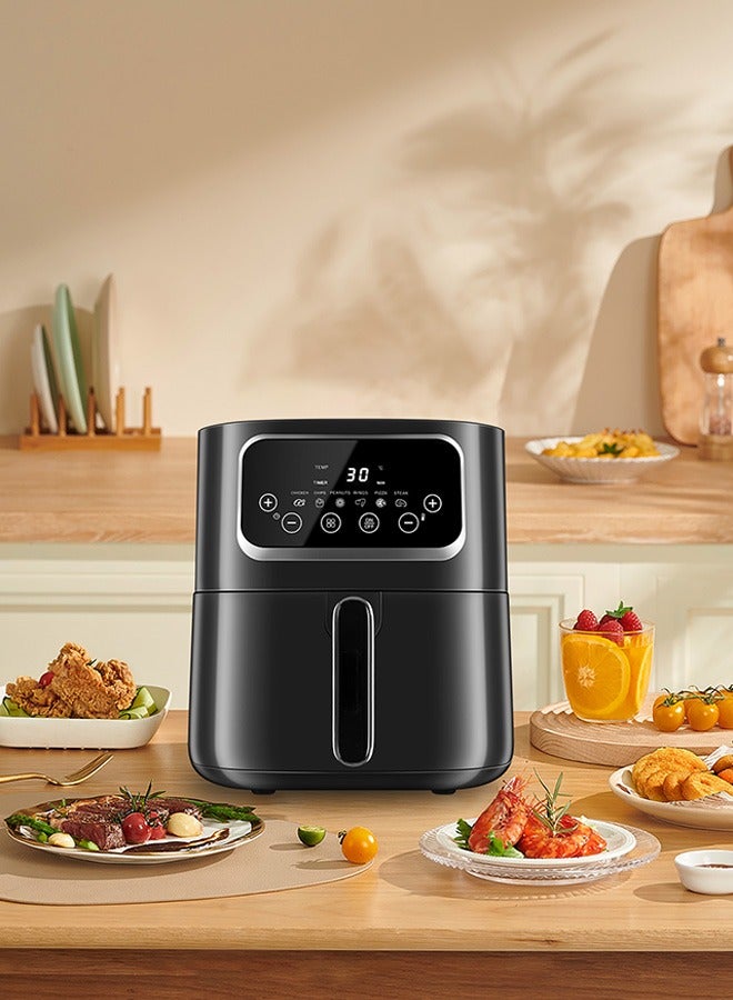 AirFryer 10L Large Size , 6 Presets, One-touch Panel, 360° Turbo Airflow Tech, Nonstick Air Fryers Basket,dishwasher-safe, Elegant Black Design