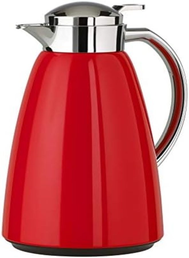 Emsa Campo Stainless Steel Thermal Carafe With Glass Liner, 34 Oz, Red