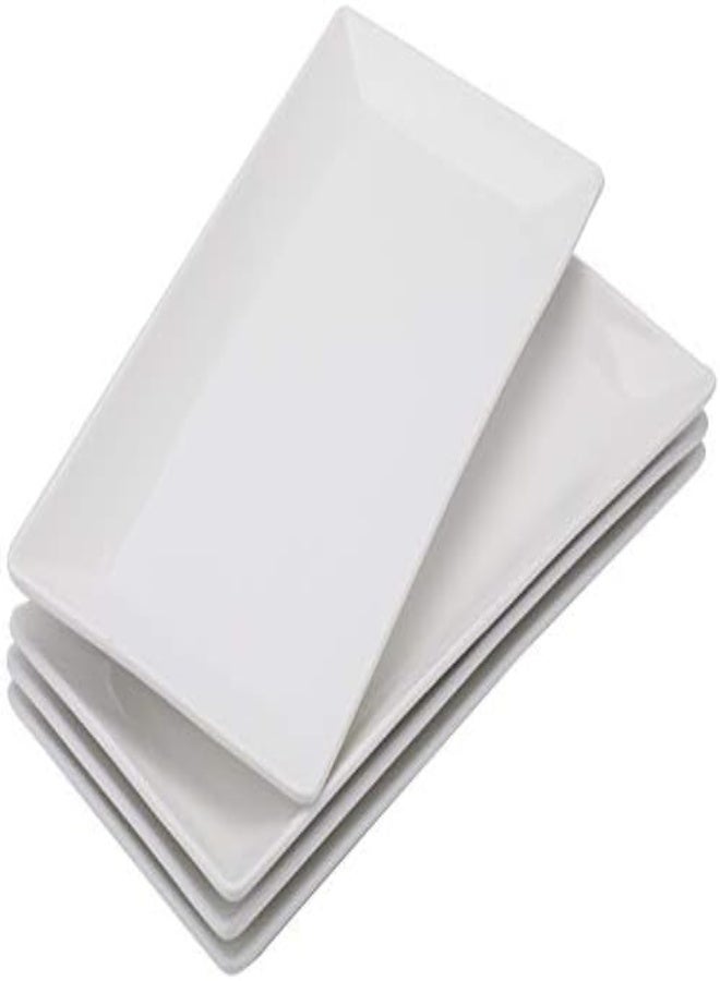 Foraineam 4 Pack Porcelain Serving Platters 10-1/4 X 5 Inch Rectangular Serving Trays, Dessert, Appetizer, Salad Side Plates