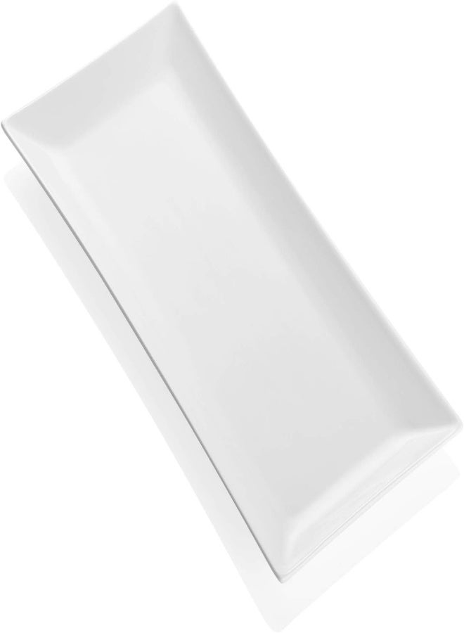Sweese 704.000 14 Inch White Rectangular Plate, Serving Platter For Parties, Porcelain Serving Plate