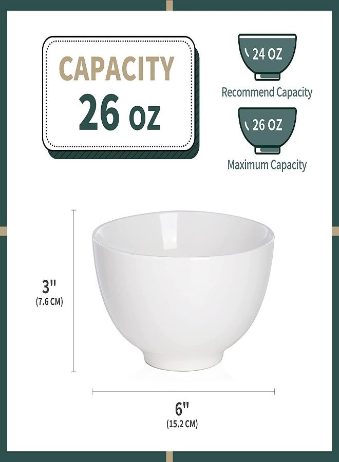 Cereal Bowl, 450Ml Soup Bowl Set Of 8 Small Porcelain Bowls For Cereal/Soup/Rice/Desserts/Ice Cream/Breakfasts, Dishwasher & Microwave Safe, Series Regular (Color : White, Size : 750Ml)