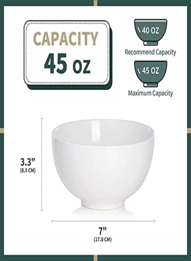 Cereal Bowl, 450Ml Soup Bowl Set Of 8 Small Porcelain Bowls For Cereal/Soup/Rice/Desserts/Ice Cream/Breakfasts, Dishwasher & Microwave Safe, Series Regular (Color : White, Size : 1250Ml)