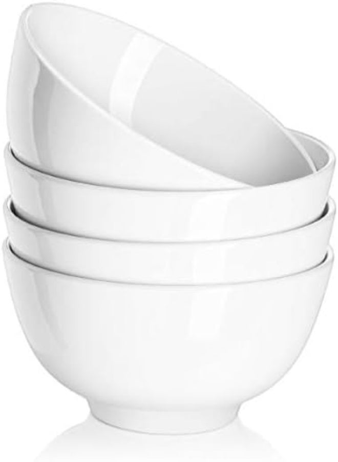 Dowan 650Ml Soup Bowls,Φ15.4Cm Bowls Set Of 4 For Kitchen,Ceramic Cereal Bowls, White Bowls For Soup, Breakfast, Oatmeal, Rice, Pasta, Salad