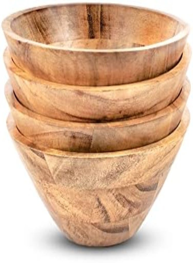 Samhita Acacia Wooden Fruit Bowl Food Serveware Dining Décor Absolute Beautiful With Your Kitchen ( Set Of 4) (17.78Cm X 17.78Cm X 6.35Cm)