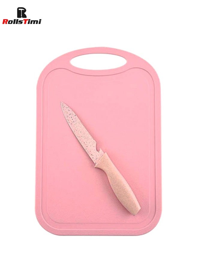 7-Piece Wheat Straw Kitchen Knife With Cutting Board Set Pink