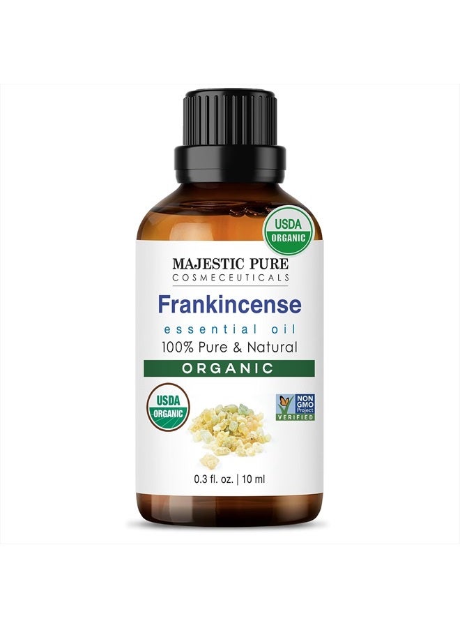 Majestic Pure USDA Organic Frankincense Essential Oil | 100% Pure and Natural Frankincense Oil for Pain Relief, Premium Grade Essential Oils for Diffuser, Aromatherapy, Skin, Face| 4 fl oz