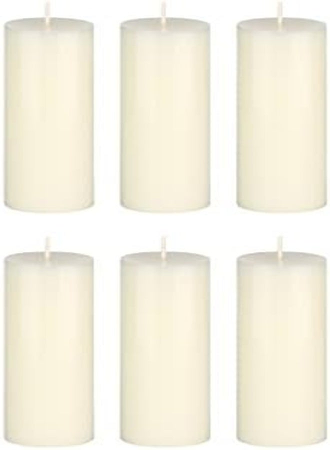 Mega Candles 6 Pcs Unscented Ivory Round Pillar Candle | Hand Poured Premium Wax Candles 2