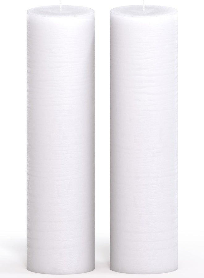 Candwax 3X8 Pillar Candle Set Of 2 - Decorative Rustic Candles Unscented And No Drip Candles - Ideal As Wedding Candles Or Large Candles For Home Interior - White Candles