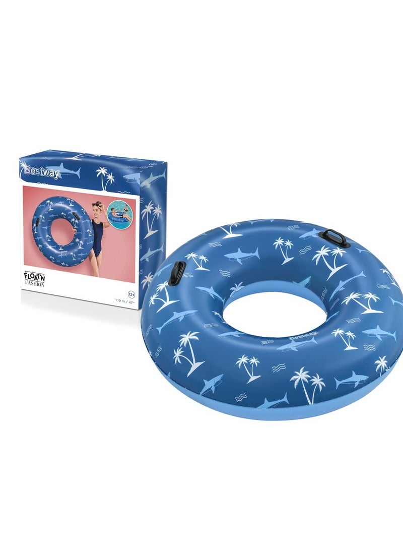 Swim Ring Nautical, Designed For Swimmer Aged 10+, Aristic And Colorful Nautical Graphics,Heavy Duty Handles, Easy To Inflate/Deflate 119Cm