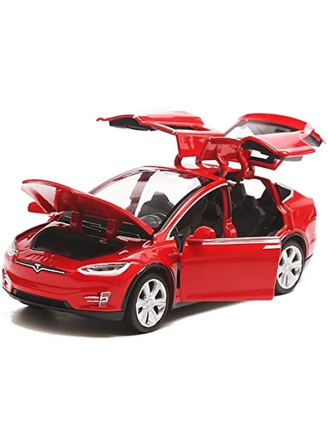 Car Model for Tesla X 90 1:32 Car Ring with Sound and Light Also as a Toy Car with Pull-Out Function for Children Gift