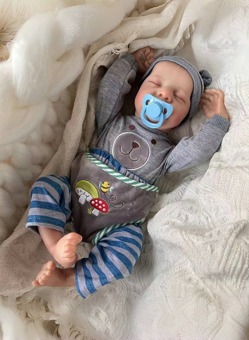 45 cm Realistic Newborn Baby Dolls with Full Vinyl Body ,Sleeping Baby Doll Hand Painted Hair