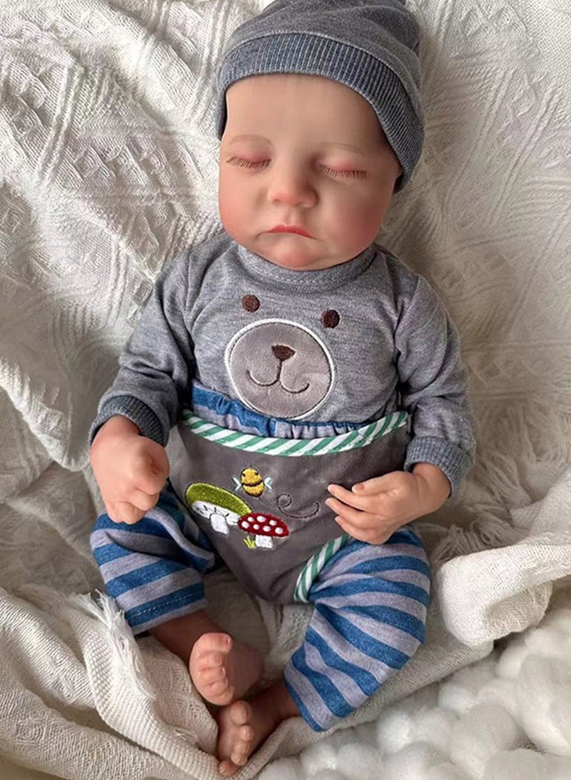 45 cm Realistic Newborn Baby Dolls with Full Vinyl Body ,Sleeping Baby Doll Hand Painted Hair
