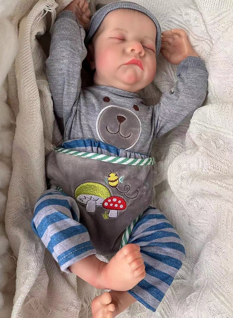 45 cm Realistic Newborn Baby Dolls with Full Vinyl Body ,Sleeping Baby Doll Hand Painted Hair