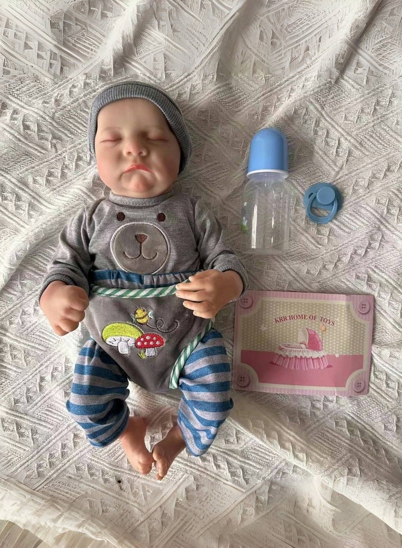 45 cm Realistic Newborn Baby Dolls with Full Vinyl Body ,Sleeping Baby Doll Hand Painted Hair