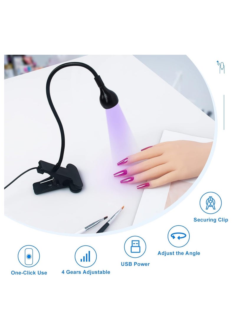 AORAEM Nail Lamp LED Nail Manicure Dryer Curing Light with Black Gooseneck and Clamp for Gel Nails