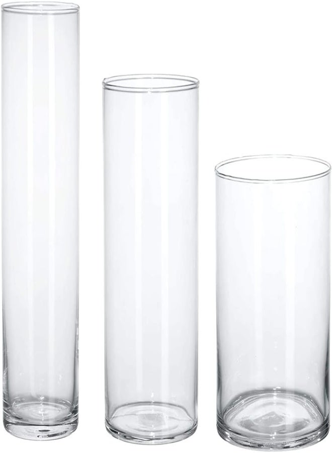 Cylinder Glass Vase (Set Of 3, Clear)