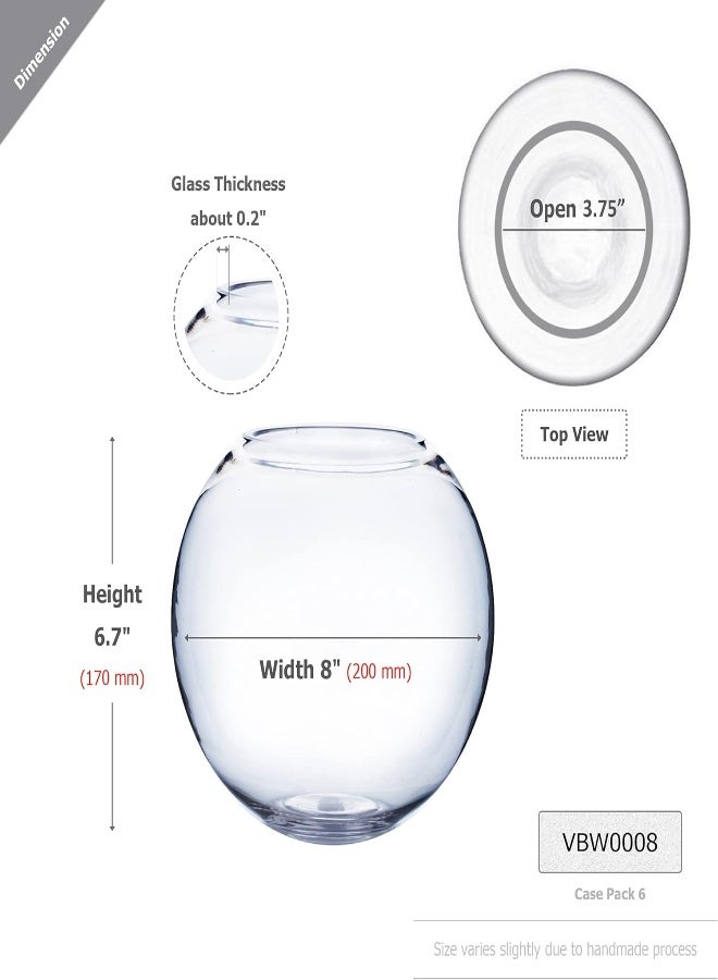 Wgv Bowl Glass Vase, Diameter 8
