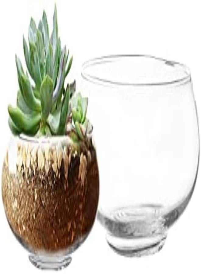 Royal Imports Flower Glass Vase, Bowl Terrarium Succulent Planter, Air Plant Hydroponic Display, Floating Candles Decorative Centerpiece Floral Container For Home Or Wedding Set Of 2, Clear