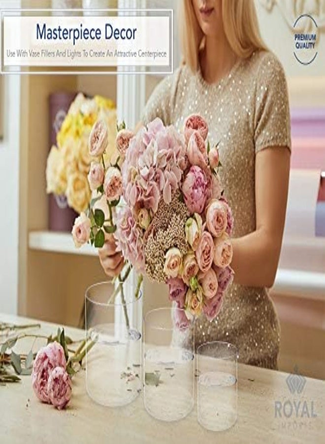 Royal Imports Flower Acrylic Vase Decorative Centerpiece For Home Or Wedding - Break Resistant - Cylinder Shape, 6