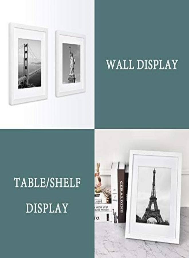 4 Pack 11X14 Picture Frames, Display Pictures 8X10 With Mat Or 11X14 Without Mat, Picture Frames Made Of Solid Wood For Wall Mounting Or Table Top, Mounting Hardware Included 11X14 Inch White